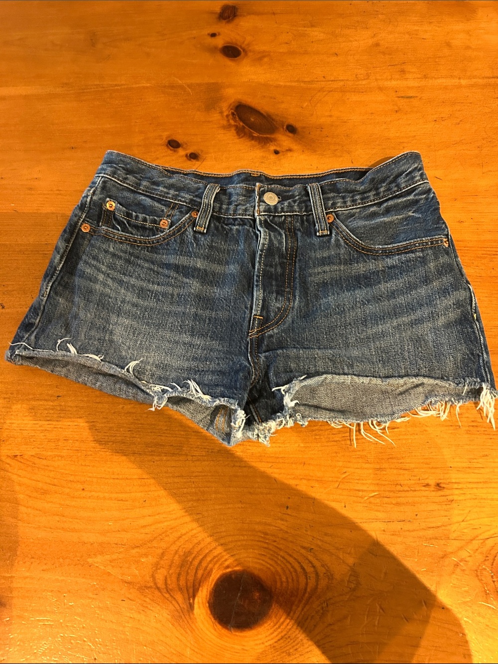 Levi's Blue Distressed Denim Cutoff Shorts